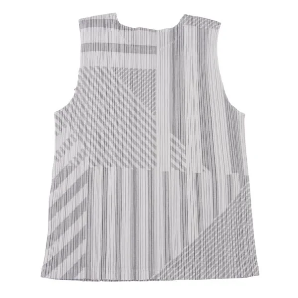 プリーツプリーズPLEATS PLEASE マルチストライプタンクトップ グレー3 K-147047_009
