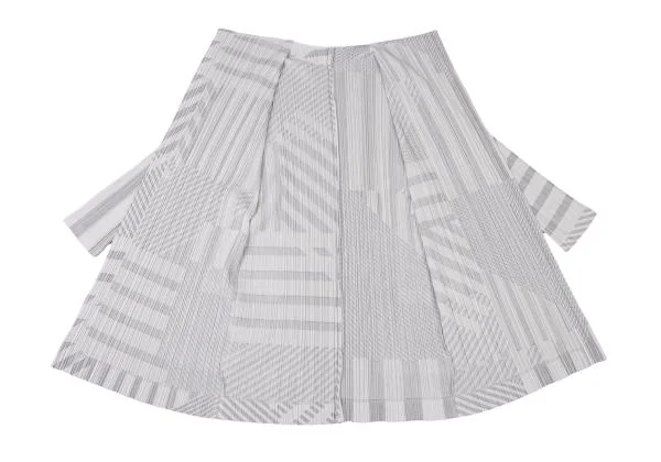 プリーツプリーズPLEATS PLEASE マルチストライプボタンレスロングカーディガン グレー3 K-147048_009