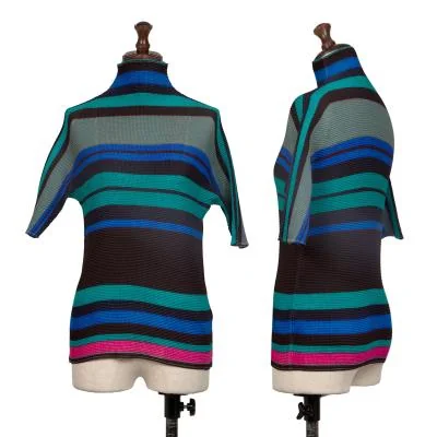 ISSEY MIYAKE PLEATS (T.) Stretch Pleats Stripe T Shirt