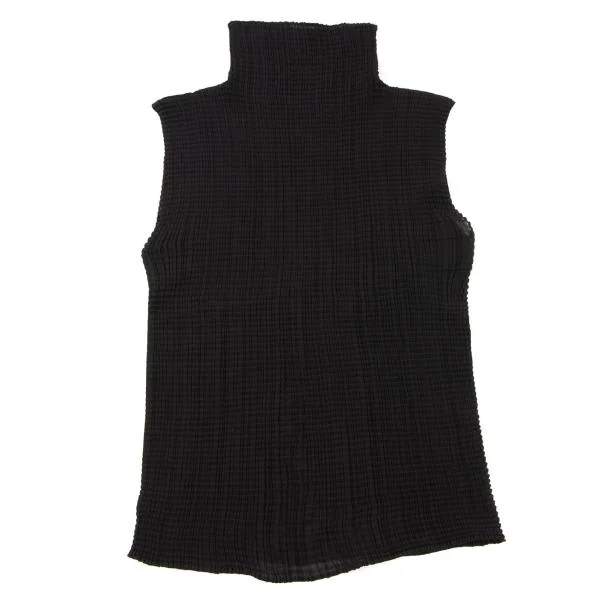 ISSEY MIYAKE Stretch Pleated High Neck Sleeveless Tops K-147055_002