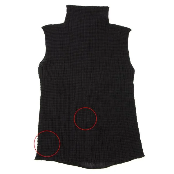 ISSEY MIYAKE Stretch Pleated High Neck Sleeveless Tops K-147055_012