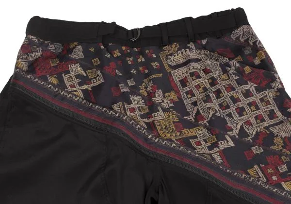 Yohji Yamamoto FEMME Ethnic Pattern Switching Zip Design Pants K-147072_003