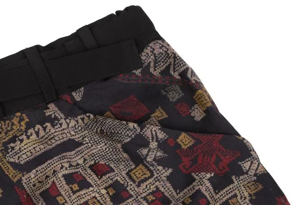 Yohji Yamamoto FEMME Ethnic Pattern Switching Zip Design Pants K-147072_005