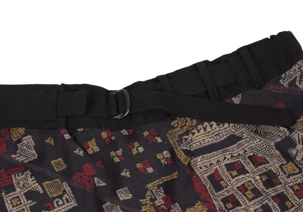 Yohji Yamamoto FEMME Ethnic Pattern Switching Zip Design Pants K-147072_006