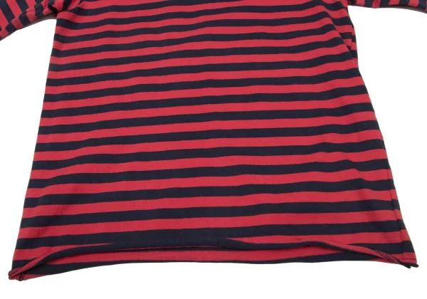 コムコム コムデギャルソンCOMME des GARCONS 製品洗いネックパッチボーダー長袖カットソー 赤紺S 【レディース】 コムコム コムデギャルソンCOMME des GARCONS 製品洗いネック
