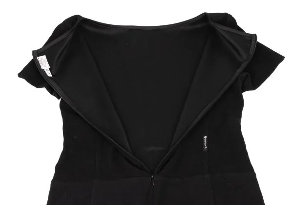 アルマーニジーンズARMANI JEANS ポケットデザインフリース半袖ワンピース 黒38 K-147099_013