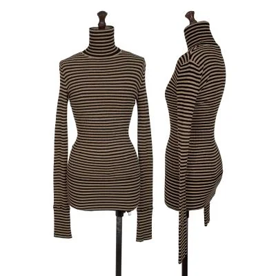 DOLCE&GABBANA Turtle Neck Stripe Rib Knit Sweater