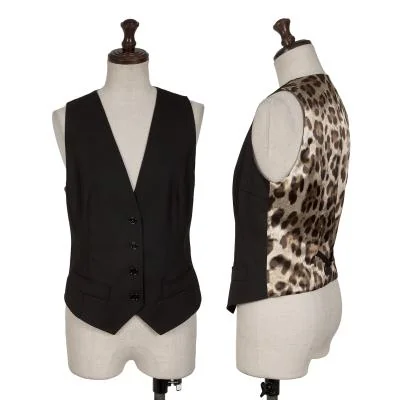 DOLCE&GABBANA Leopard Switching Polywool Gilet Vest