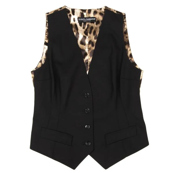 DOLCE&GABBANA Leopard Switching Polywool Gilet Vest K-147144_002