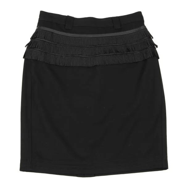 ジャンニヴェルサーチGIANNI VERSACE フリンジ装飾台形スカート 黒M位 K-147151_002