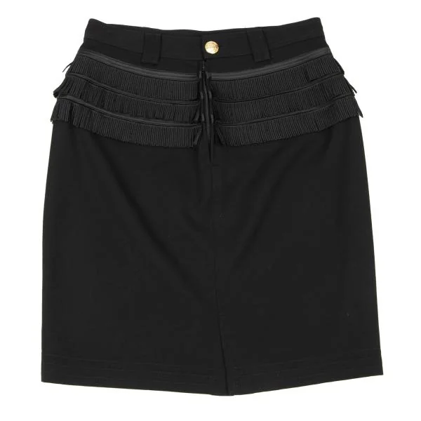 ジャンニヴェルサーチGIANNI VERSACE フリンジ装飾台形スカート 黒M位 K-147151_006