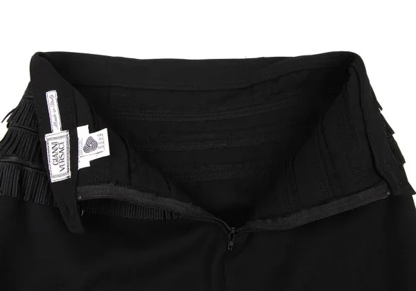 ジャンニヴェルサーチGIANNI VERSACE フリンジ装飾台形スカート 黒M位 K-147151_009