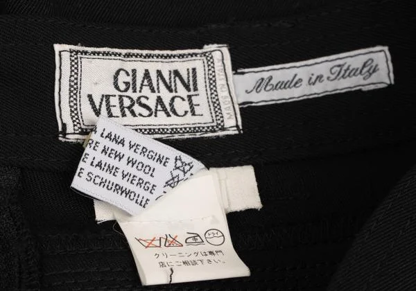 ジャンニヴェルサーチGIANNI VERSACE フリンジ装飾台形スカート 黒M位 K-147151_013
