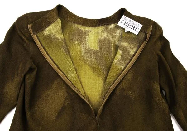 GIANFRANCO FERRE Allover Graphic Back Open Wool Top K-147164_010