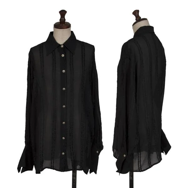 VERSUS Taping Chiffon Blouse Black 42 K-147188_001