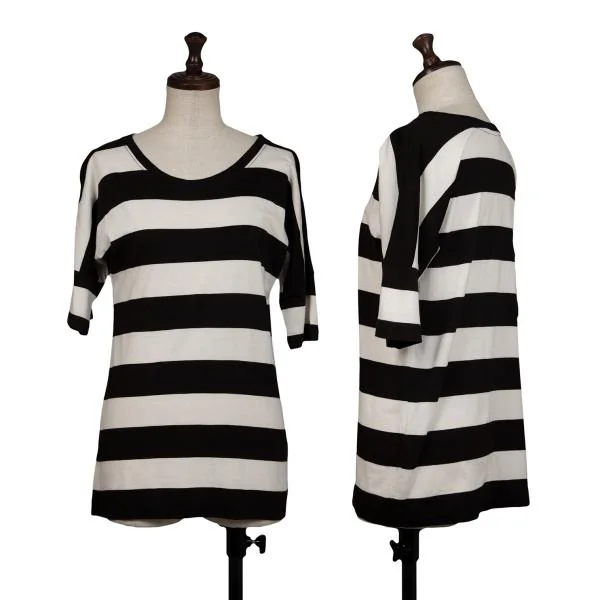 Dries Van Noten 黒ボーダーTシャツ ドリスヴァンノッテンDRIES VAN NOTEN 袖切替ボーダーTシャツ