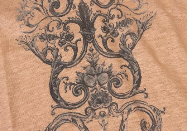 BALENCIAGA Gothic Printed Linen T Shirt K-147316_006