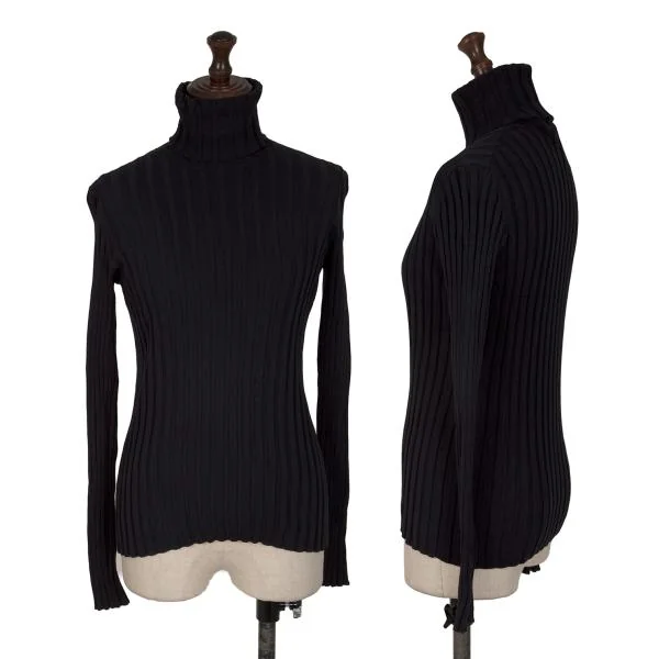 ジョルジオ アルマーニGIORGIO ARMANI タートルネックリブカットソー 紺42 K-147334_001