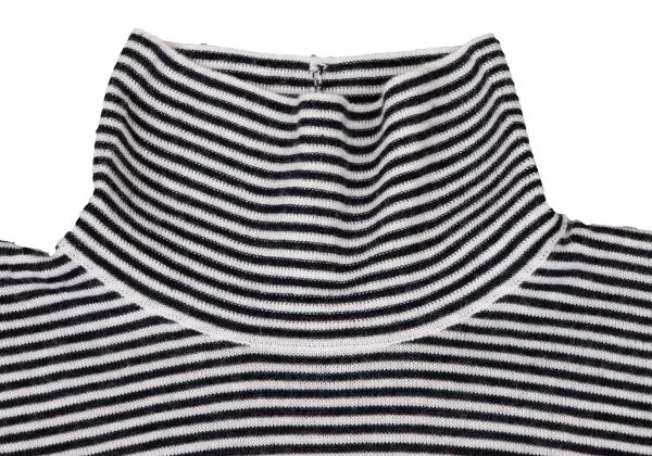 ジョルジオ アルマーニGIORGIO ARMANI カシミヤボーダータートルネックノースリーブニット 黒白38 K-147335_003