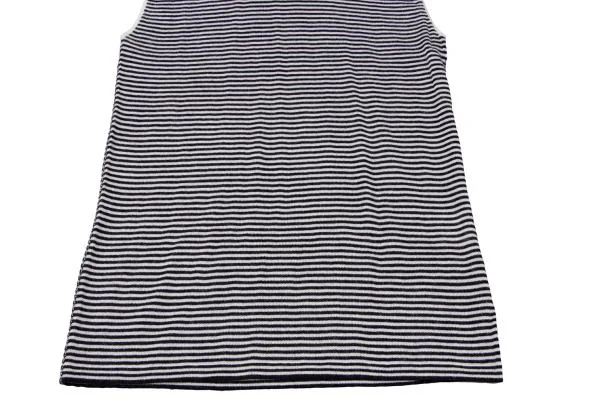 ジョルジオ アルマーニGIORGIO ARMANI カシミヤボーダータートルネックノースリーブニット 黒白38 K-147335_005