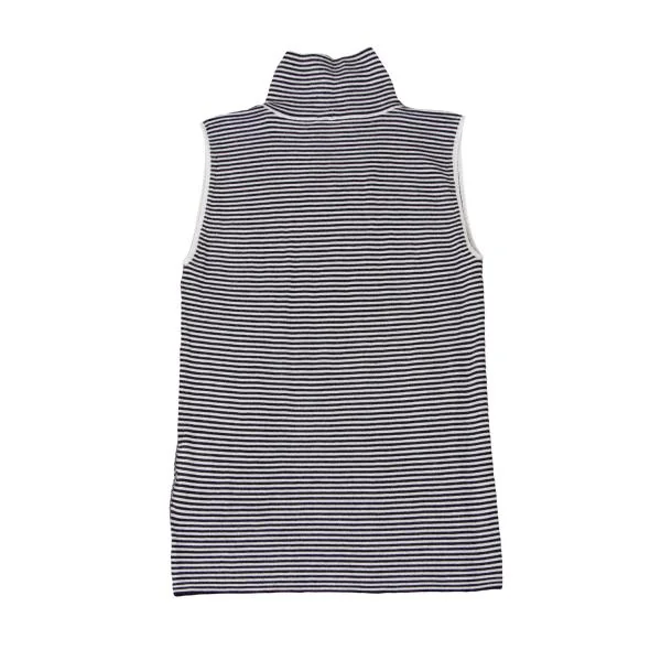 ジョルジオ アルマーニGIORGIO ARMANI カシミヤボーダータートルネックノースリーブニット 黒白38 K-147335_007