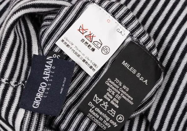 ジョルジオ アルマーニGIORGIO ARMANI カシミヤボーダータートルネックノースリーブニット 黒白38 K-147335_009
