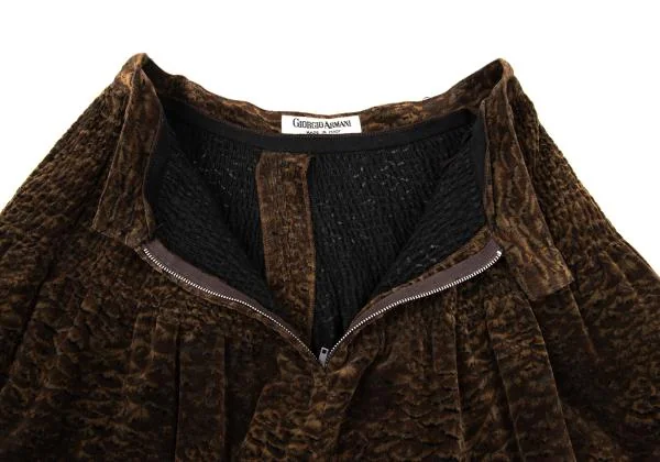 ジョルジオ アルマーニGIORGIO ARMANI シャーリングウエストベロアワイドパンツ 茶42 K-147336_005