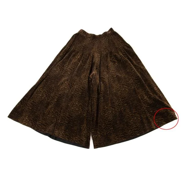 ジョルジオ アルマーニGIORGIO ARMANI シャーリングウエストベロアワイドパンツ 茶42 K-147336_009