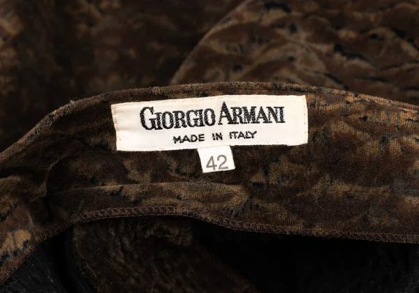 ジョルジオ アルマーニGIORGIO ARMANI シャーリングウエストベロアワイドパンツ 茶42 K-147336_012