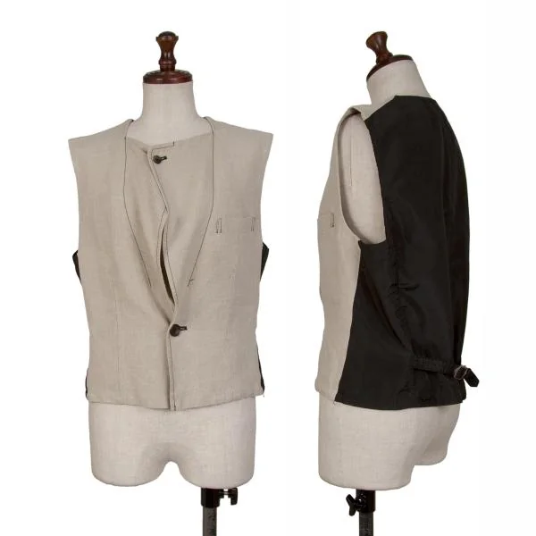 tricot COMME des GARCONS Different Materials Switching Vest Beige,Black S-M K-147379_001