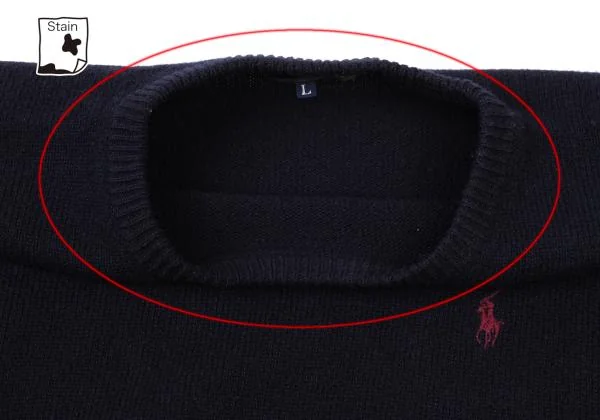 ラルフローレンRalph Lauren ポニーワンポイント刺繍クルーネックニットセーター 紺L K-147409_005