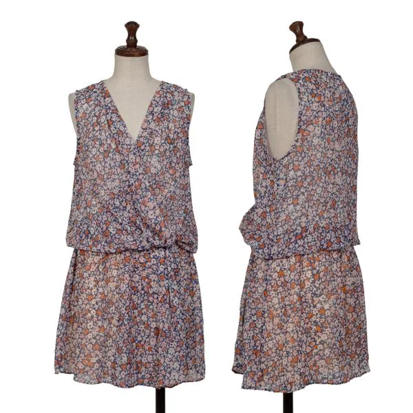 BCBGeneration Floral Printed See-through Sleeveless Dress Navy,Pink XS K-147436_001