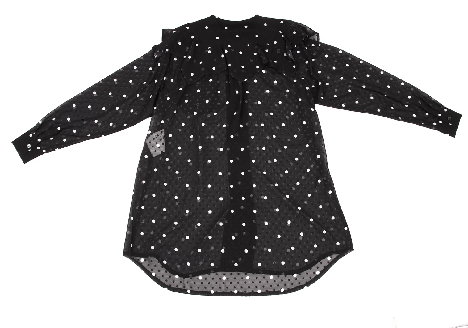 00ss COMME des GARCONS シースルーシャツ Y2K コムデギャルソンCOMME des GARCONS フリル装飾シースルーロング