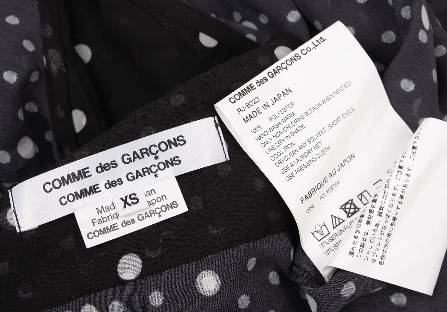 コムデギャルソン XS シアーシャツ シースルー 長袖 ブラウス コムコム コムコム コムデギャルソンCOMME des GARCONS シースルードット
