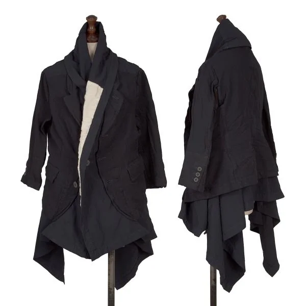 コムデギャルソンCOMME des GARCONS 製品染めエステル異素材切替ジャケット 紺白M K-147606_001
