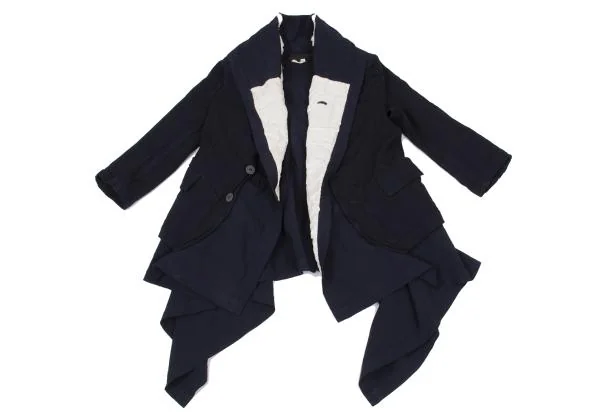 コムデギャルソンCOMME des GARCONS 製品染めエステル異素材切替ジャケット 紺白M K-147606_002