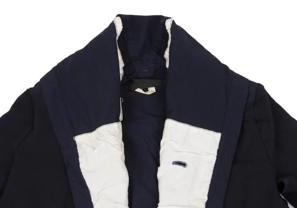 コムデギャルソンCOMME des GARCONS 製品染めエステル異素材切替ジャケット 紺白M K-147606_004