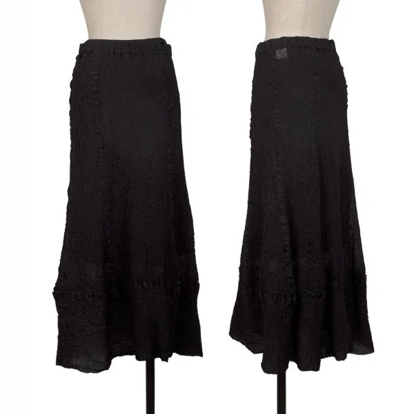 ISSEY MIYAKE HaaT Fulling Switching Flare Skirt Black 2 K-147647_001