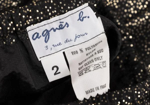 アニエスベーagnes b. メタリックピンドットセットアップ 黒ゴールドM位 2 K-147661_018
