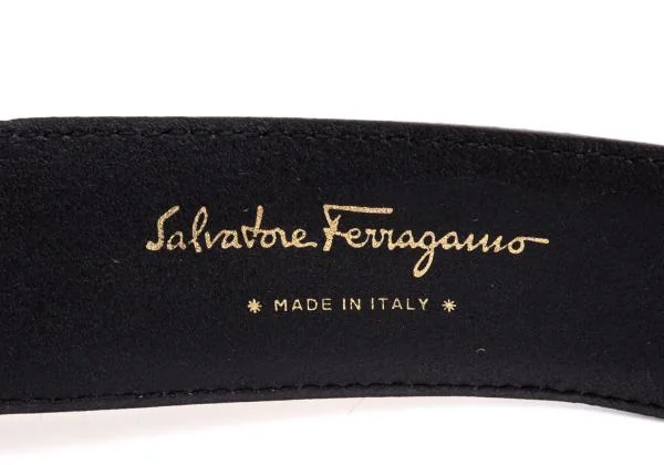 Salvatore Ferragamo Metal Buckle Suede Leather Belt K-147685_008