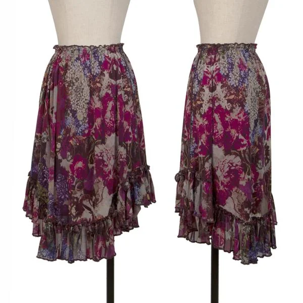 Jean Paul GAULTIER FEMME Gather Floral Printed Mesh Skirt Purple 40 K-147728_001