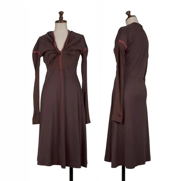 Jean Paul GAULTIER FEMME Tape Switching Twist Design Dress Brown 40 K-147730_001