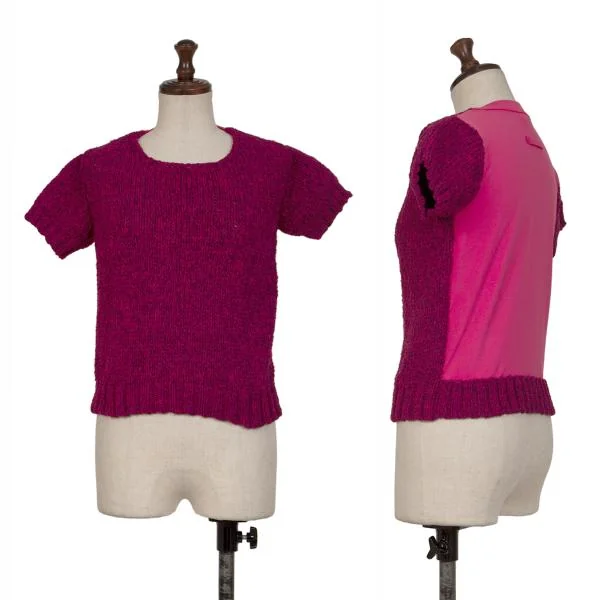 Jean Paul GAULTIER FEMME Back Stretch Switching Short Sleeve Knit Pink 40 K-147731_001
