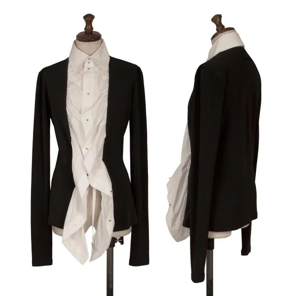 Jean Paul GAULTIER FEMME Stretch Layered Stud Button Shirt White,Black 40 K-147735_001