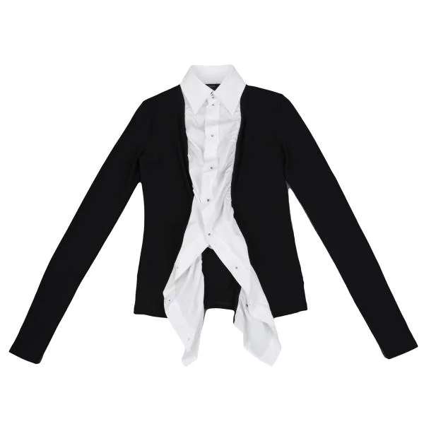 Jean Paul GAULTIER FEMME Stretch Layered Stud Button Shirt K-147735_002