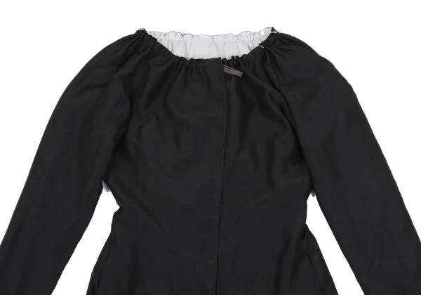 ジャンポールゴルチエ ファムJean Paul GAULTIER FEMME ネックギャザーホック留めジャケット 黒生成り40 K-147736_003