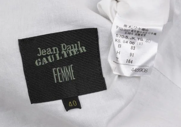 ジャンポールゴルチエ ファムJean Paul GAULTIER FEMME ネックギャザーホック留めジャケット 黒生成り40 K-147736_017