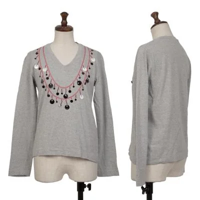 tricot COMME des GARCONS Sequin Necklace Embroidery T-shirt