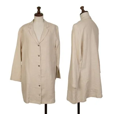 NON NO Linen Long Shirt Jacket