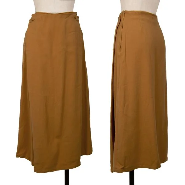 Y's Wool Front Tuck Skirt Camel S-M K-147885_001